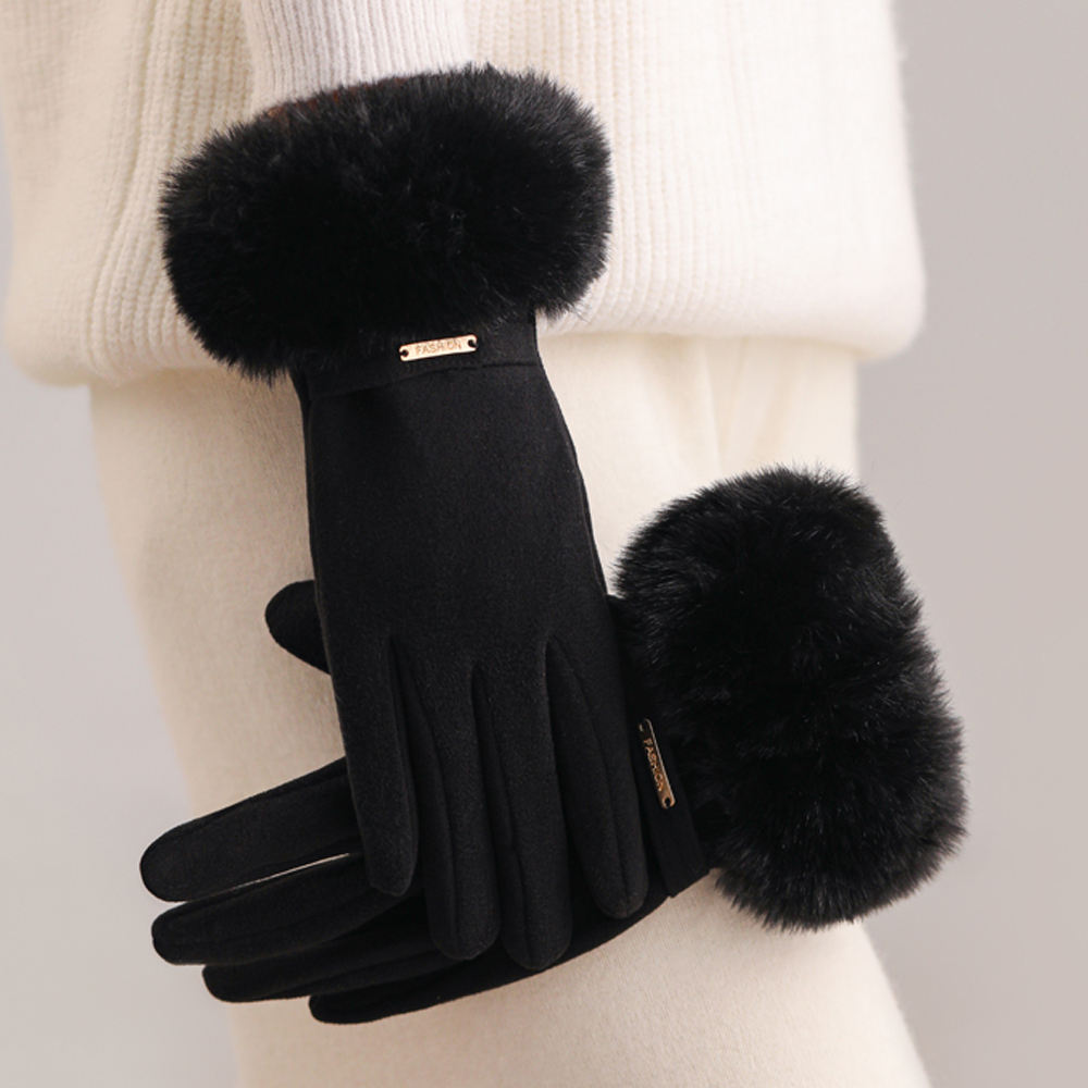 Winter Gloves for Women Velvet Gloves With Faux Fur Cuffs Cute High Quality Fashion Winter Heated Gloves